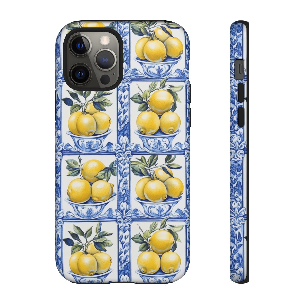Amalfi Lemon Tile Phone Case - Mediterranean Blue & Yellow