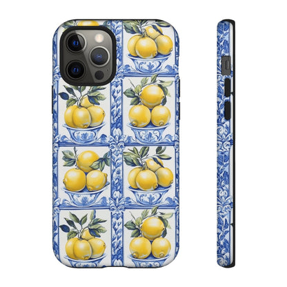 Amalfi Lemon Tile Phone Case - Mediterranean Blue & Yellow