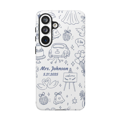 Navy Blue Personalized Wedding Phone Case – Custom Name & Date Bridal Gift