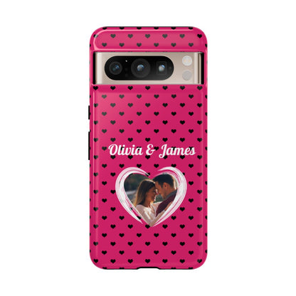 Personalized Photo Pink Heart Phone Case - Custom Photo & Name
