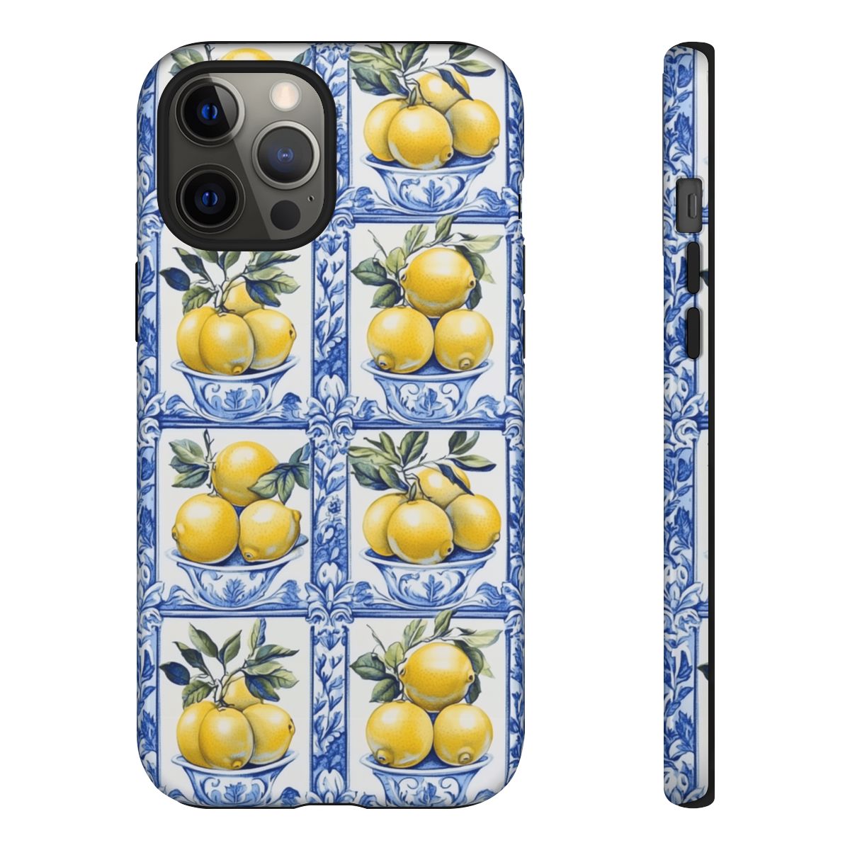 Amalfi Lemon Tile Phone Case - Mediterranean Blue & Yellow