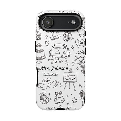 Black Wedding Phone Case – Personalized Name & Date Gift