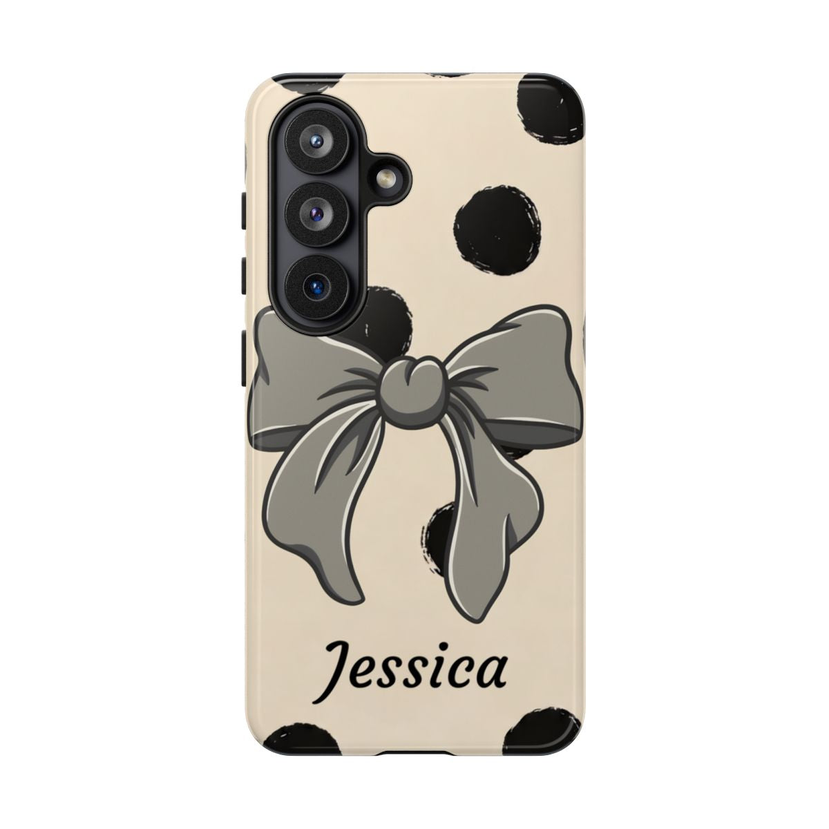 Personalized Polka Dot Bow Phone Case – Custom Name Coquette Retro Aesthetic