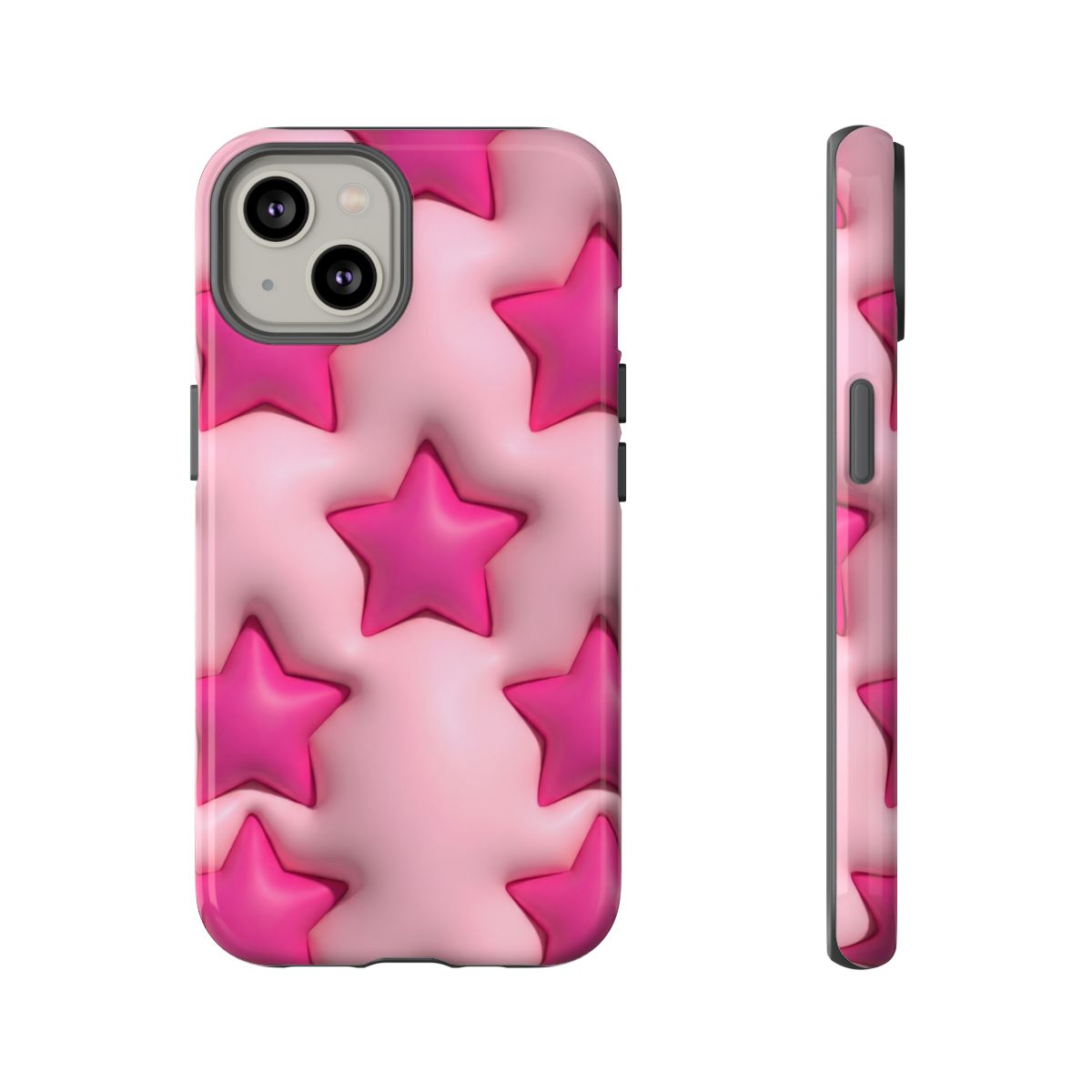 Pink Puffy Stars Aesthetic Phone Case - Cute Y2K Design