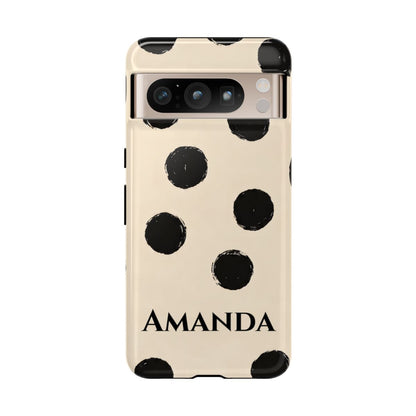 Personalized Polka Dot Phone Case – Custom Name Modern Abstract Aesthetic