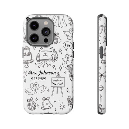 Black Wedding Phone Case – Personalized Name & Date Gift