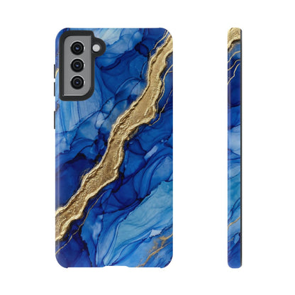 Blue Gold Marble Phone Case – Luxury Sapphire Geode Ink Art Design