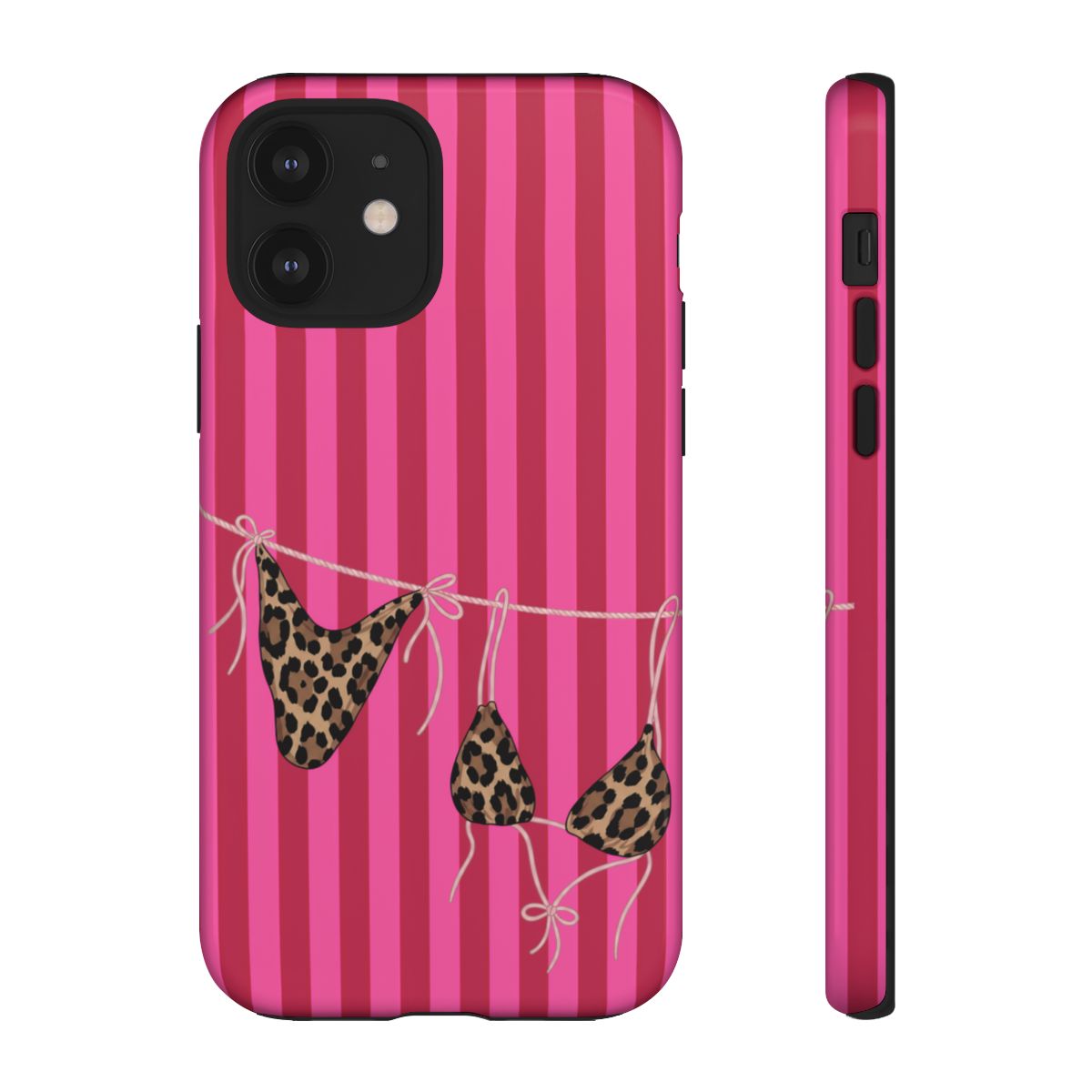 Leopard Bikini Striped Phone Case – Trendy Summer Beach Aesthetic