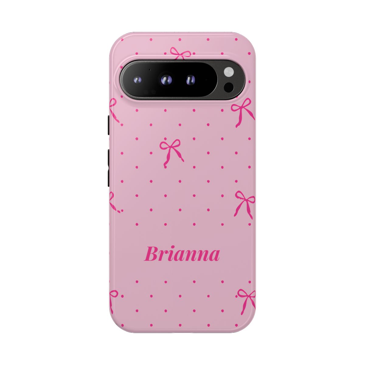 Personalized Pink Bow Phone Case – Custom Name Polka Dot Coquette Aesthetic