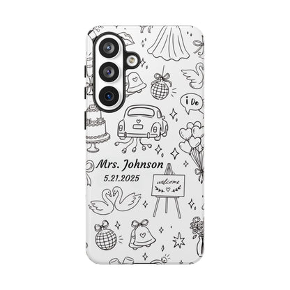 Black Wedding Phone Case – Personalized Name & Date Gift