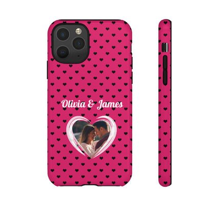 Personalized Photo Pink Heart Phone Case - Custom Photo & Name