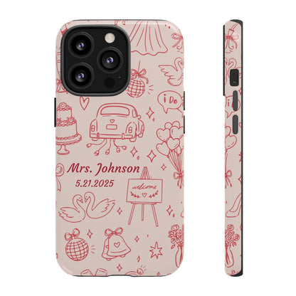 Pink Personalized Wedding Phone Case – Custom Name & Date Bridal Gift