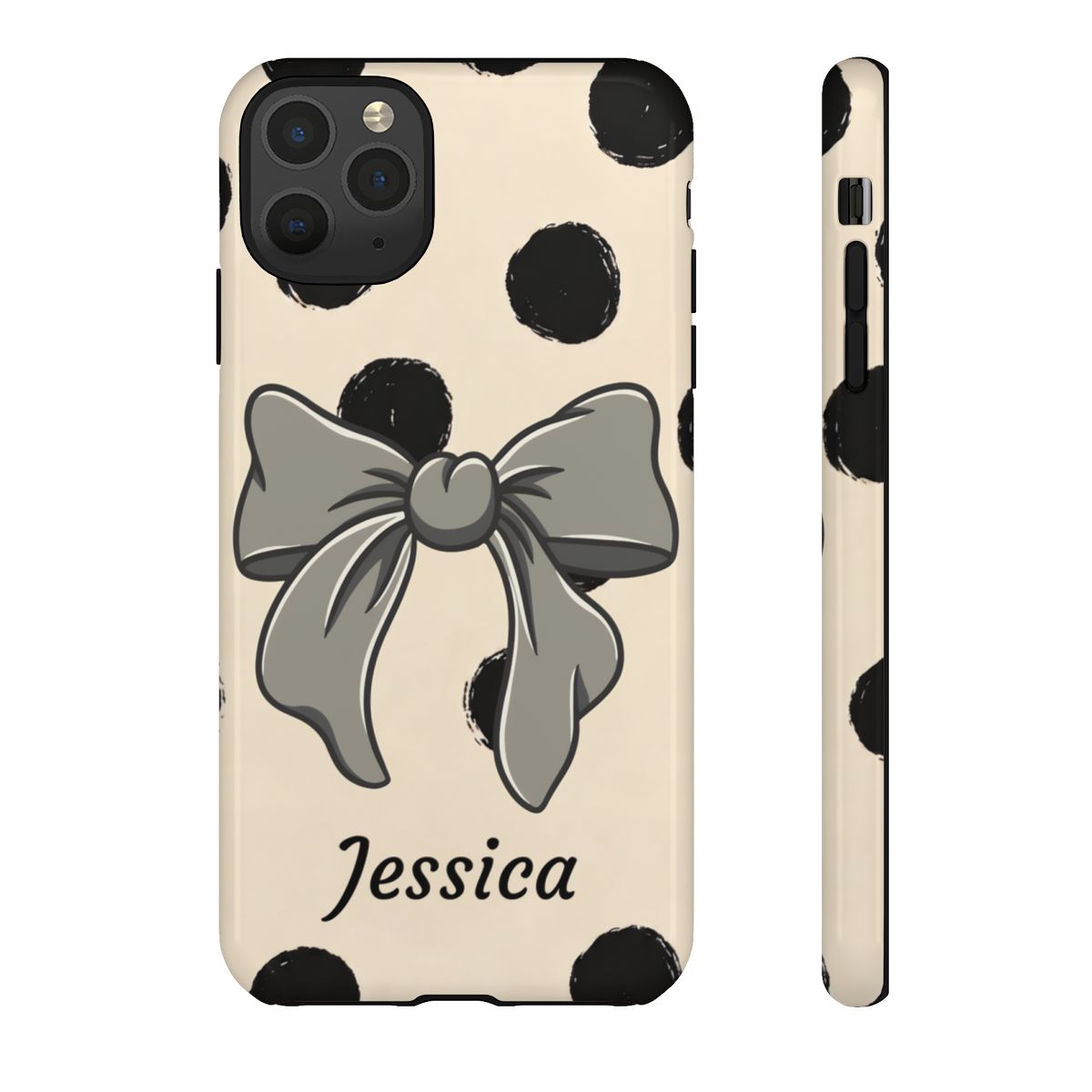 Personalized Polka Dot Bow Phone Case – Custom Name Coquette Retro Aesthetic