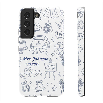 Navy Blue Personalized Wedding Phone Case – Custom Name & Date Bridal Gift