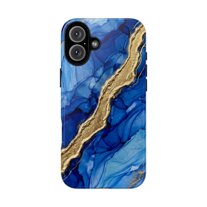 Blue Gold Marble Phone Case – Luxury Sapphire Geode Ink Art Design