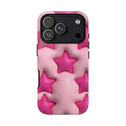 Pink Puffy Stars Aesthetic Phone Case - Cute Y2K Design