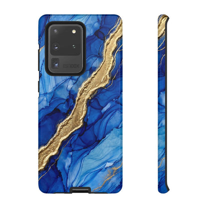 Blue Gold Marble Phone Case – Luxury Sapphire Geode Ink Art Design