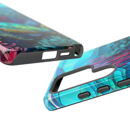 Stained Glass Turtle Phone Case – Coastal Blue Ocean Mosaic Aesthetic