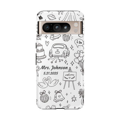 Black Wedding Phone Case – Personalized Name & Date Gift
