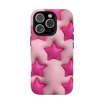 Pink Puffy Stars Aesthetic Phone Case - Cute Y2K Design