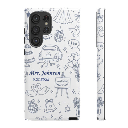 Navy Blue Personalized Wedding Phone Case – Custom Name & Date Bridal Gift