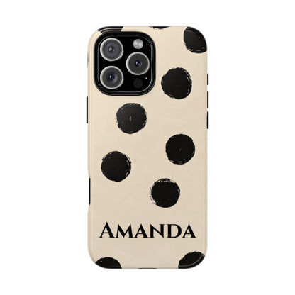 Personalized Polka Dot Phone Case – Custom Name Modern Abstract Aesthetic