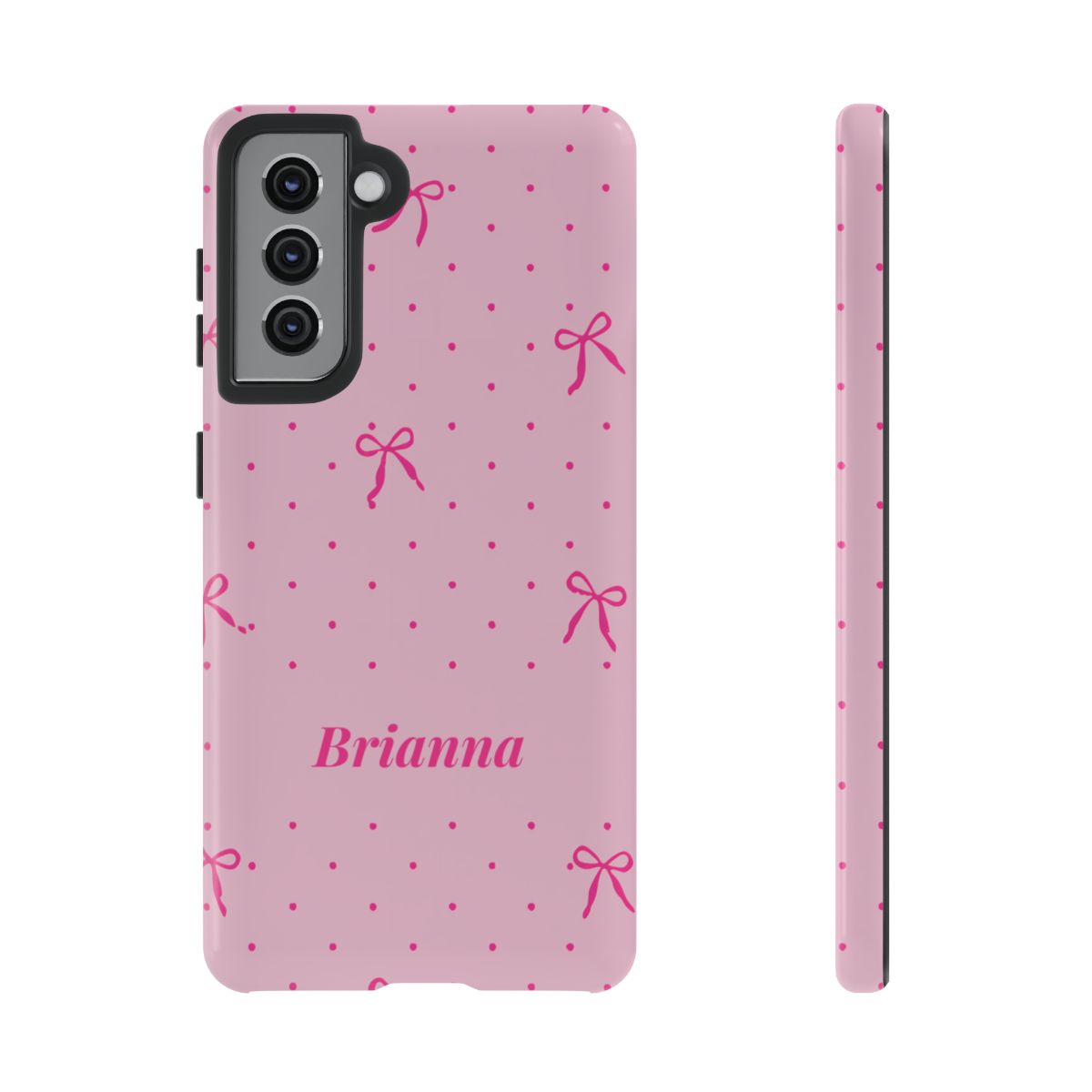 Personalized Pink Bow Phone Case – Custom Name Polka Dot Coquette Aesthetic