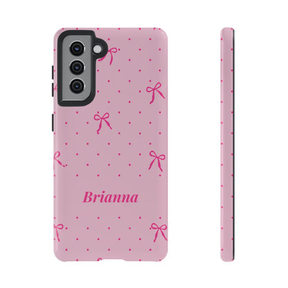 Personalized Pink Bow Phone Case – Custom Name Polka Dot Coquette Aesthetic
