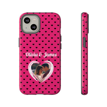 Personalized Photo Pink Heart Phone Case - Custom Photo & Name