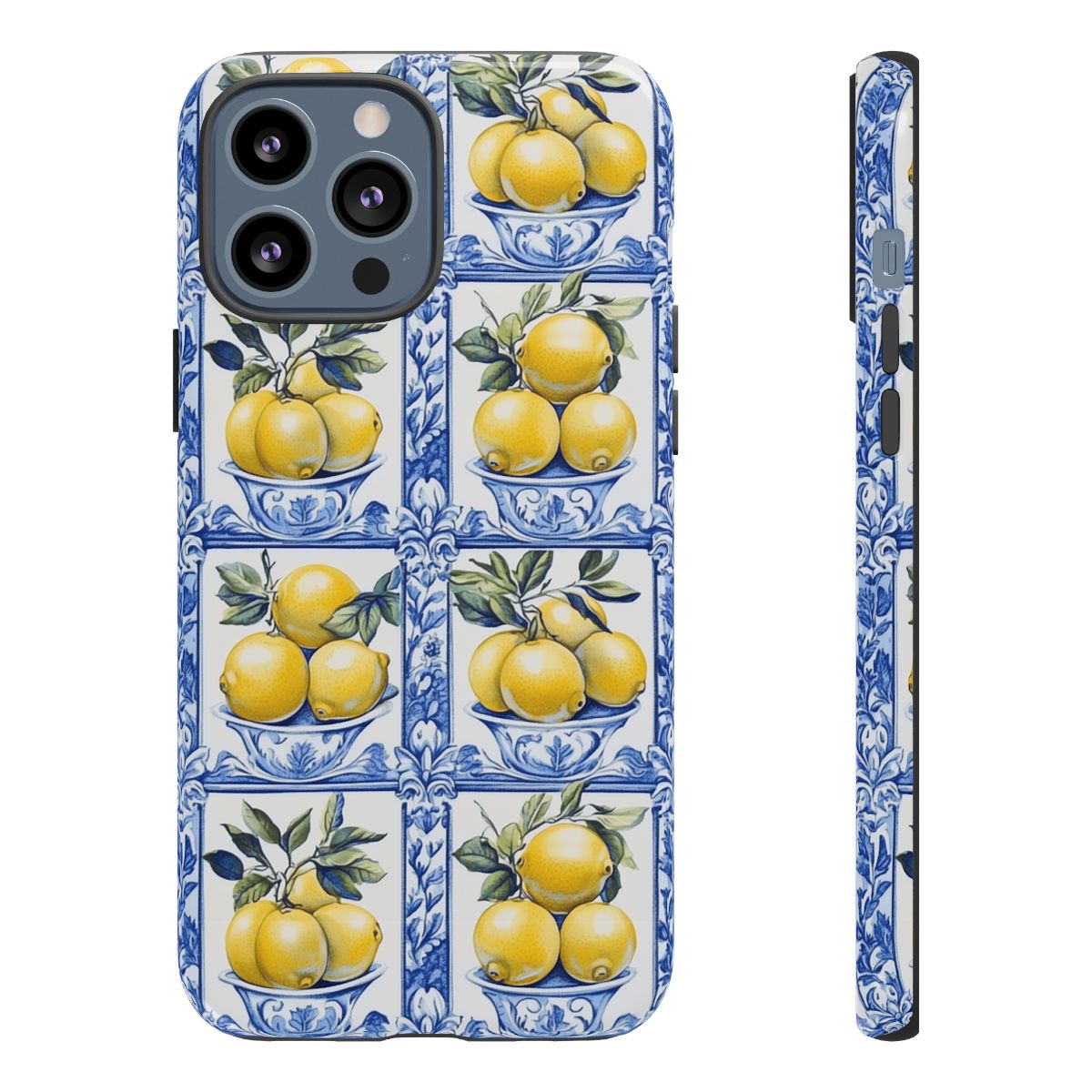 Amalfi Lemon Tile Phone Case - Mediterranean Blue & Yellow