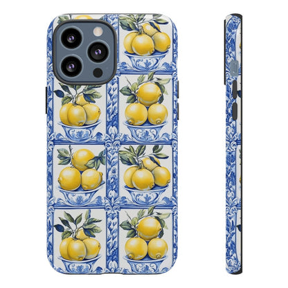 Amalfi Lemon Tile Phone Case - Mediterranean Blue & Yellow