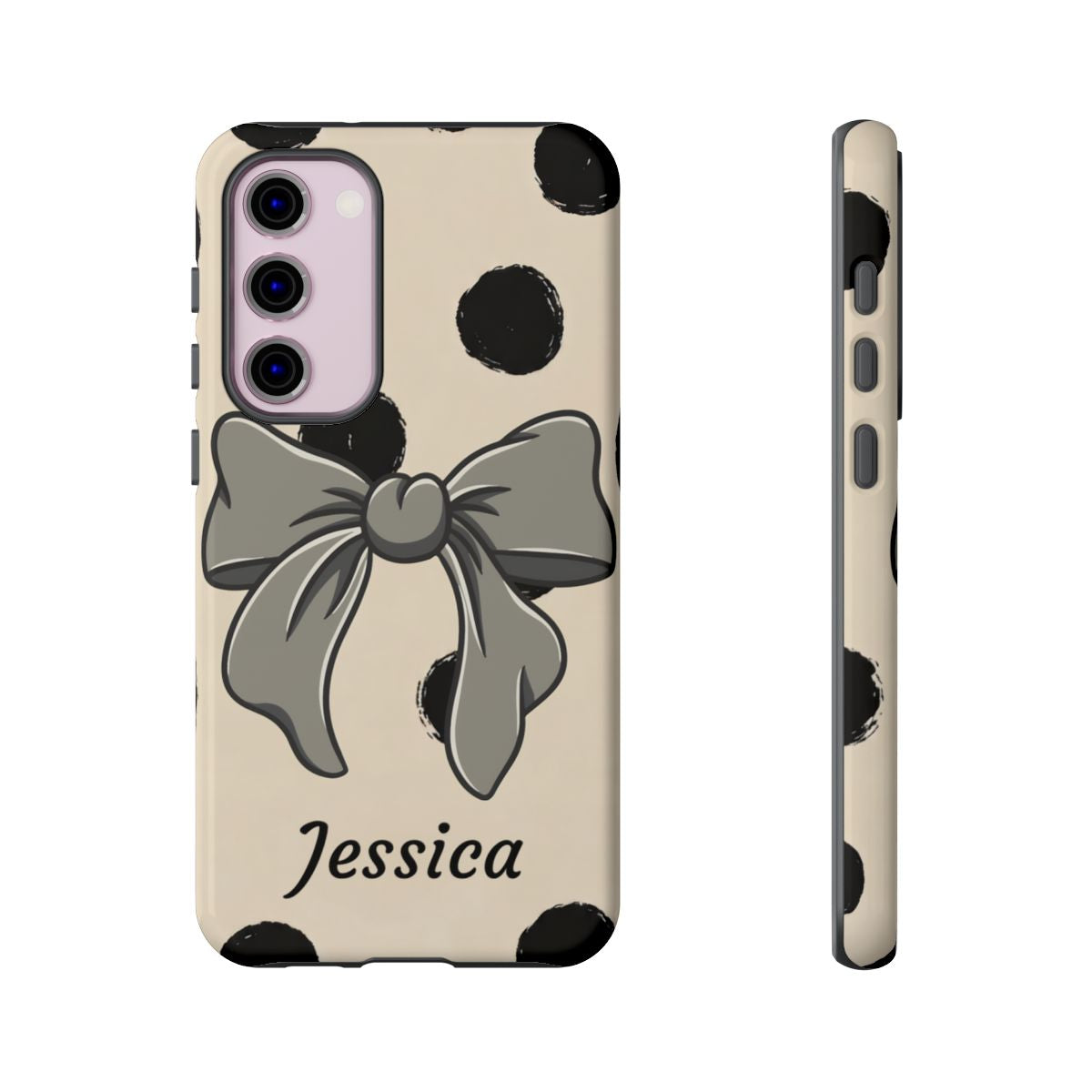 Personalized Polka Dot Bow Phone Case – Custom Name Coquette Retro Aesthetic