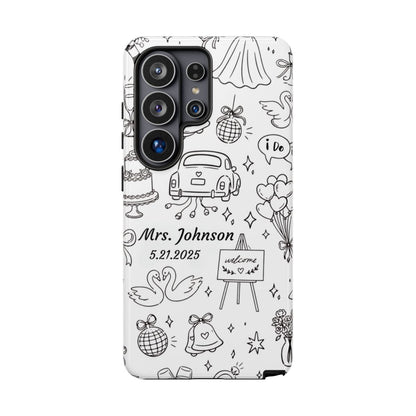 Black Wedding Phone Case – Personalized Name & Date Gift