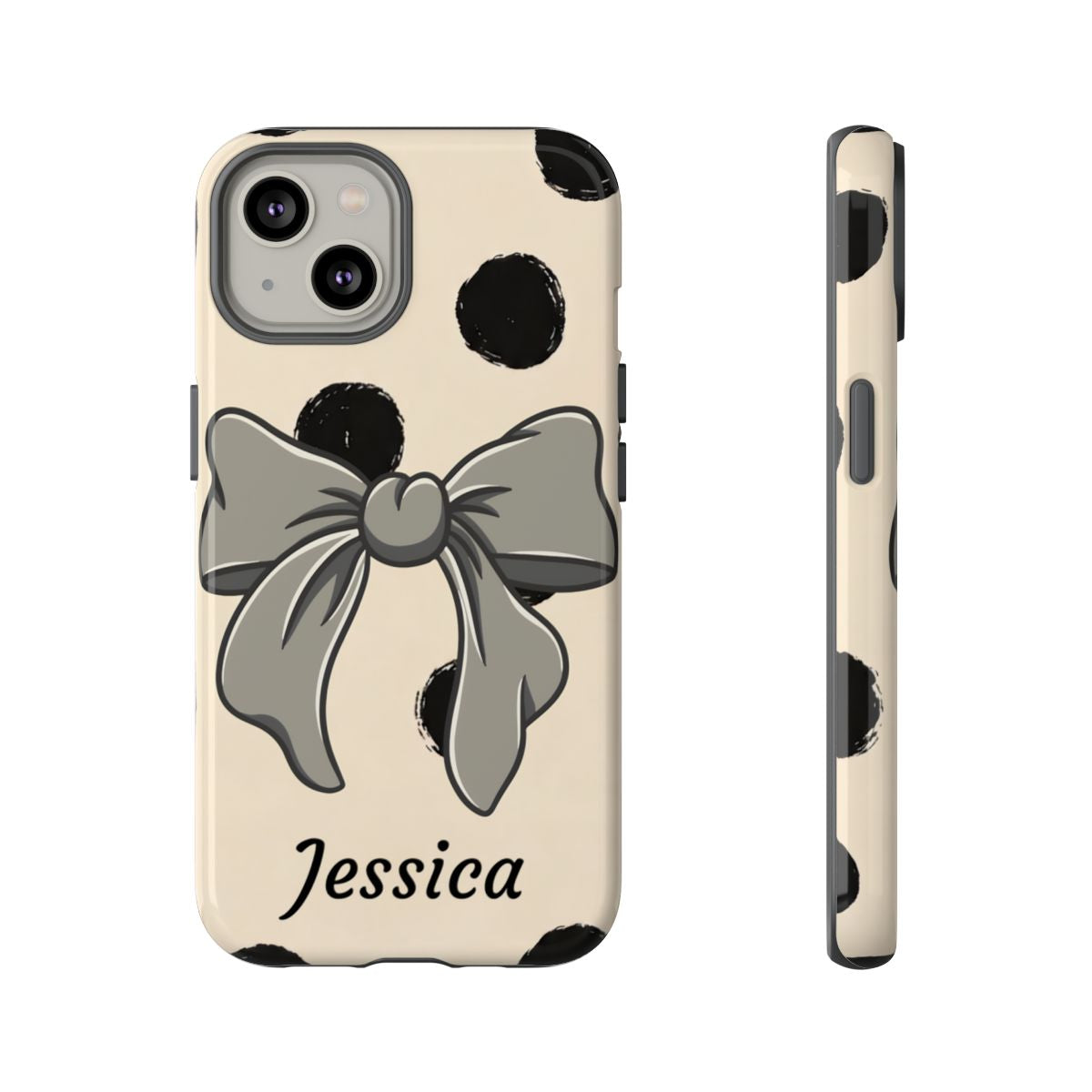 Personalized Polka Dot Bow Phone Case – Custom Name Coquette Retro Aesthetic