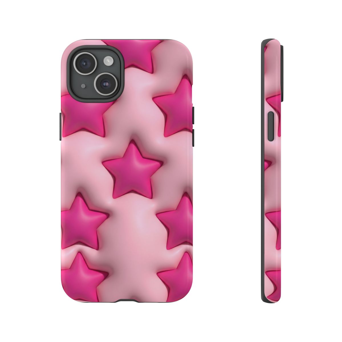 Pink Puffy Stars Aesthetic Phone Case - Cute Y2K Design