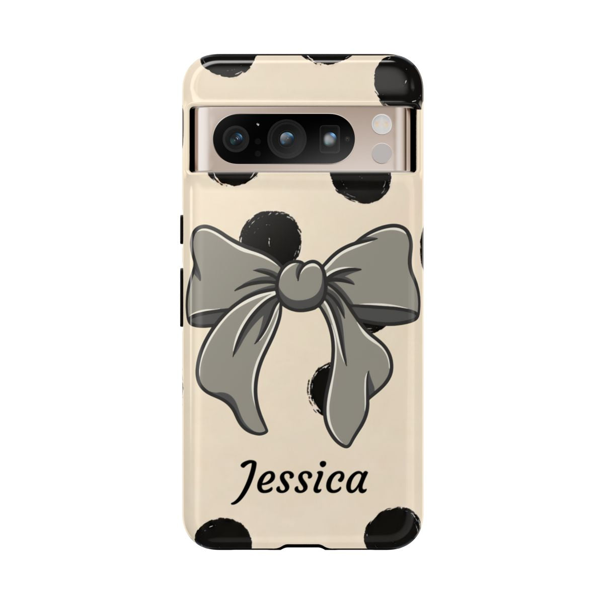 Personalized Polka Dot Bow Phone Case – Custom Name Coquette Retro Aesthetic