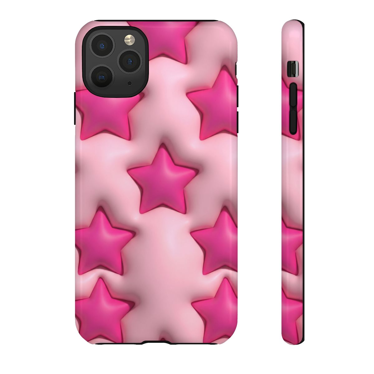 Pink Puffy Stars Aesthetic Phone Case - Cute Y2K Design