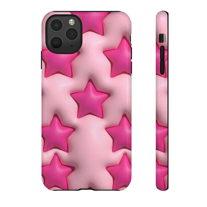 Pink Puffy Stars Aesthetic Phone Case - Cute Y2K Design