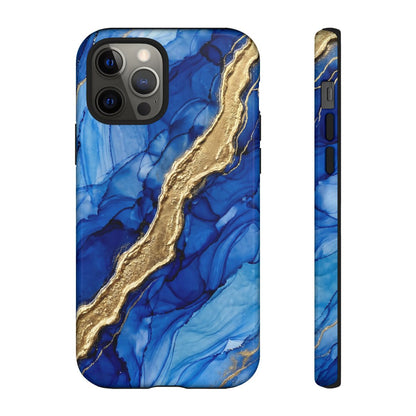 Blue Gold Marble Phone Case – Luxury Sapphire Geode Ink Art Design