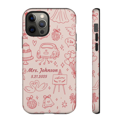 Pink Personalized Wedding Phone Case – Custom Name & Date Bridal Gift