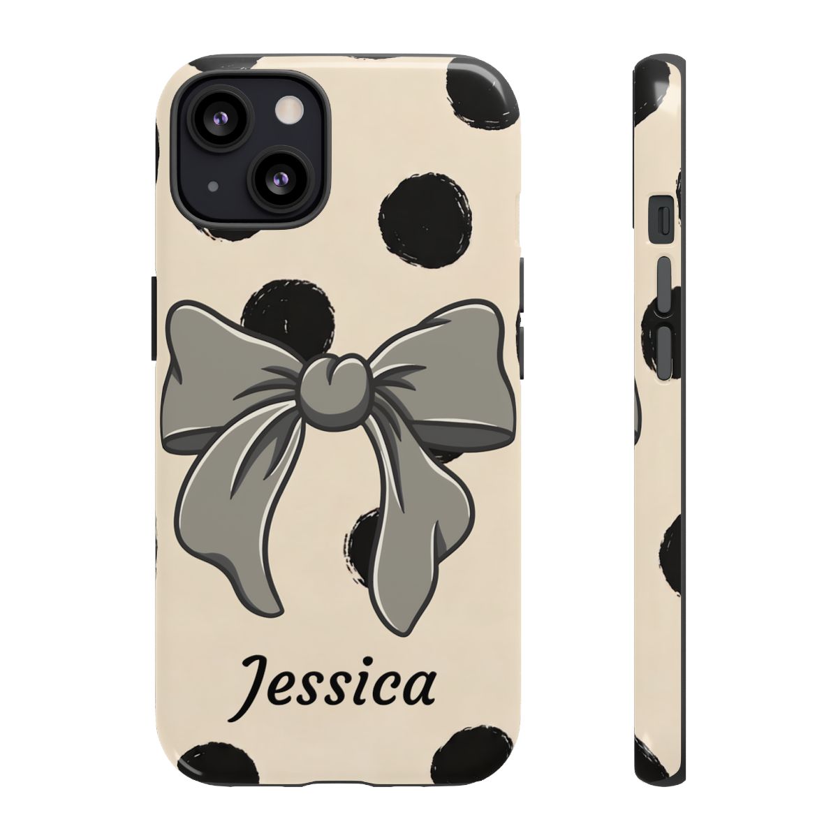 Personalized Polka Dot Bow Phone Case – Custom Name Coquette Retro Aesthetic