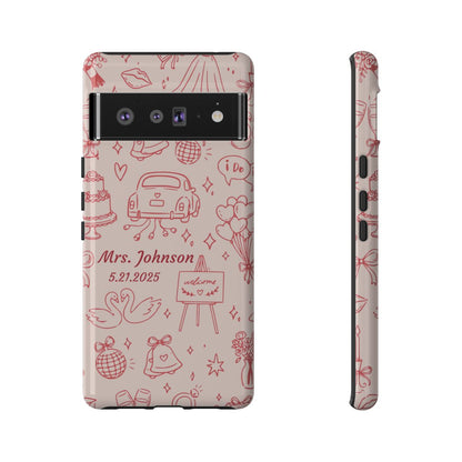 Pink Personalized Wedding Phone Case – Custom Name & Date Bridal Gift