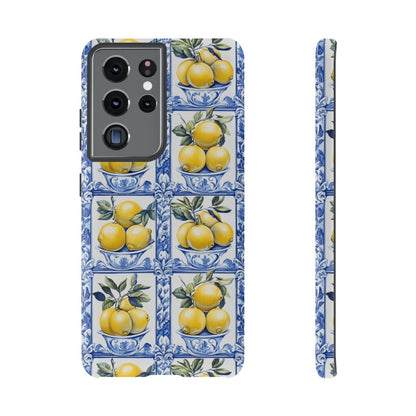Amalfi Lemon Tile Phone Case - Mediterranean Blue & Yellow