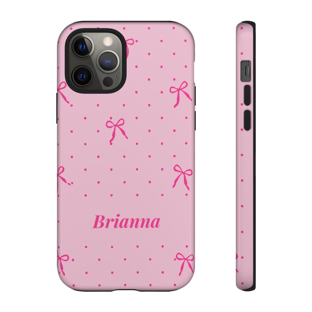 Personalized Pink Bow Phone Case – Custom Name Polka Dot Coquette Aesthetic