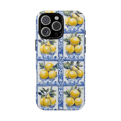 Amalfi Lemon Tile Phone Case - Mediterranean Blue & Yellow