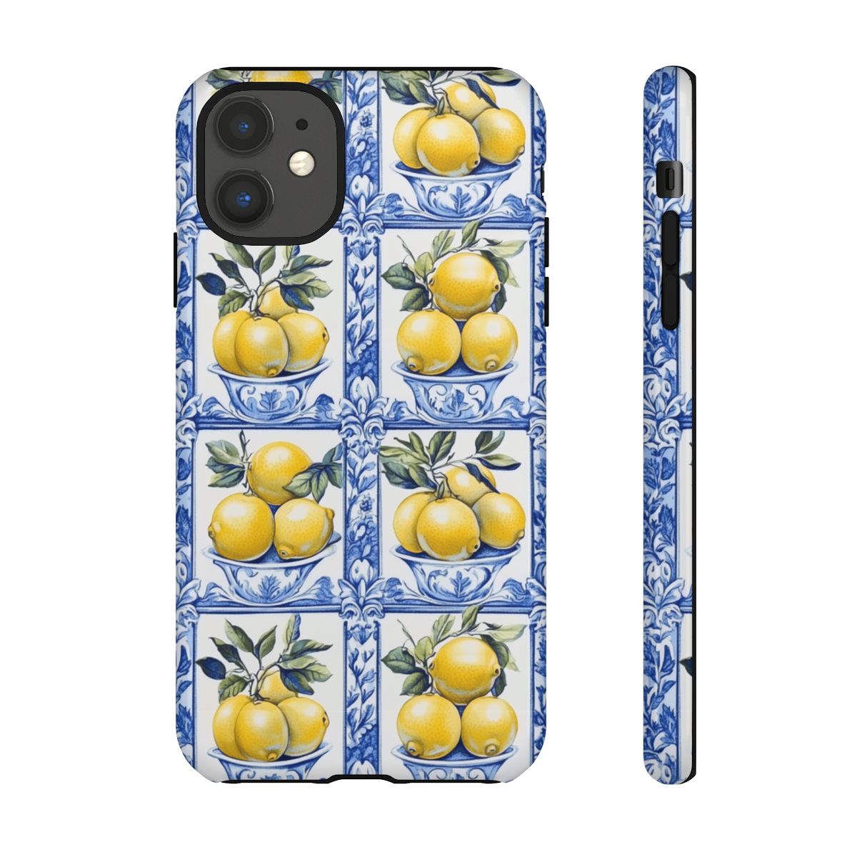 Amalfi Lemon Tile Phone Case - Mediterranean Blue & Yellow