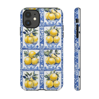 Amalfi Lemon Tile Phone Case - Mediterranean Blue & Yellow