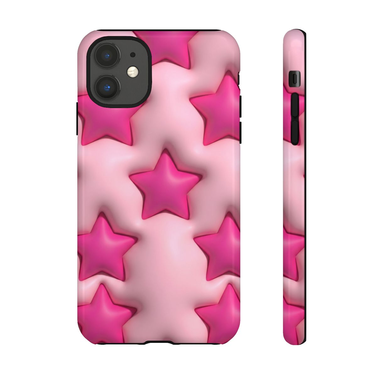 Pink Puffy Stars Aesthetic Phone Case - Cute Y2K Design
