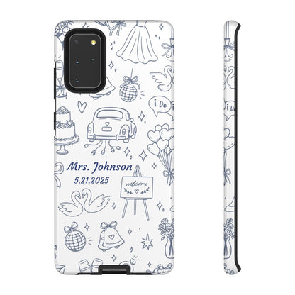 Navy Blue Personalized Wedding Phone Case – Custom Name & Date Bridal Gift