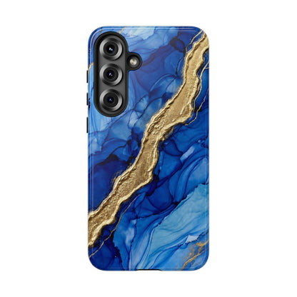 Blue Gold Marble Phone Case – Luxury Sapphire Geode Ink Art Design